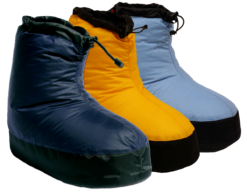 Ultralight down booties for cold weather camping